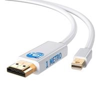 SIMPLETEK - Cavo Adattatore da Mini DisplayPort 1.2 a HDMI 4K 60Hz 1 Metro | Cavo convertitore da Mini DisplayPort a HDMI con supporto 4K 60Hz e Full HD 120Hz, lunghezza 1 metro, colore bianco.