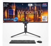 SIMPLETEK - Computer All in One 34" Schermo Curvo 4K 165Hz per Gaming, Grafica | Core i7 10° Gen | Windows 10 Pro | GPU GTX1660 6GB | 16GB RAM SSD 960GB | Webcam 2K | BT 5.2