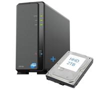SIMPLETEK - Dispositivo di archiviazione di rete NAS a 1 vano con HDD 2TB SATA da 3,5″, Ethernet gigabit, 1 GB RAM, USB 3.2, - Colore Nero