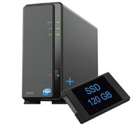 SIMPLETEK - Dispositivo di archiviazione di rete NAS a 1 vano con SSD 120GB SATA da 3,5″, Ethernet gigabit, 1 GB RAM, USB 3.2, - Colore Nero