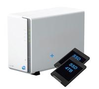 SIMPLETEK - Dispositivo di archiviazione di rete NAS a 2 bay con SSD da 8TB preinstallati (2x4TB), Ethernet LAN Gigabit, compatibile - Colore Bianco
