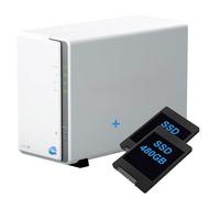 SIMPLETEK - Dispositivo di archiviazione di rete NAS a 2 bay con SSD da 960GB preinstallati (2x480GB), Ethernet LAN Gigabit, compatibile - Colore Bianco