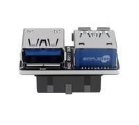 SIMPLETEK - Header 20 Pin Femmina USB 3.0 a 2 Porte Femmina HUB Scheda Madre Connettore 90° per Case Senza Connessioni USB