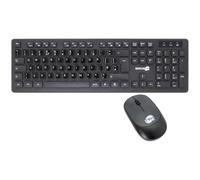 SIMPLETEK - Kit Mouse e Tastiera Wireless - Adesivi Layout QWERTY UK (Inglese) preapplicati - Tastiera Standard Nero M&K - MK-03B