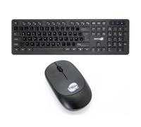 SIMPLETEK - Kit Mouse E Tastiera Wireless | Con Adesivi Layout (Tedesco) DE QWERTZ preapplicati | Nero M&K Ricevitore USB Uso Domestico E Lavorativo