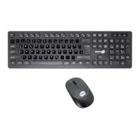 SIMPLETEK - Kit Mouse E Tastiera Wireless | Con Adesivi Layout (Tedesco) DE QWERTZ preapplicati | Nero M&K Ricevitore USB Plug&Play