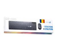 Simpletek - Kit Mouse & Tastiera Nera Wireless 2.4G Layout RO Romeno | Romanian Keyboard QWERTZ | Tastierino Numerico Mouse Ergonomico 3 Tasti Ricevitore USB