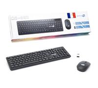Simpletek - Kit Mouse & Tastiera Nero Wireless 2.4G Layout FR Francese | French Keyboard AZERTY | Tastierino Numerico Mouse Ergonomico 3 Tasti Ricevitore USB