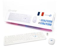 Simpletek - Kit Mouse & Tastiera Wireless 2.4G Layout FR Francese | French Keyboard AZERTY con Tastierino Numerico Mouse Ergonomico 3 Tasti Ricevitore USB