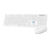 SIMPLETEK - Kit tastiera e mouse wireless bianco layout QWERTY spagnolo, full-size, connessione RF, multimedia, 1200 DPI, tasti silenziosi