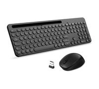 SIMPLETEK - Kit Tastiera e Mouse Wireless | Layout Tedesco DE QWERTZ |Full-Size Multimediale + Mouse Clic Silenzioso, 10m Portata