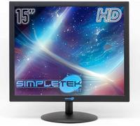 SIMPLETEK - Monitor Quadrato HD 15 pollici 4:3 5:4 | HDMI VGA | Speaker Integrati | VESA (75x75 mm) | Ideale per POS Casse DVR Ufficio