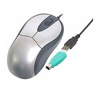 SIMPLETEK - Mouse Ottico USB/PS2 Combo Ergonomico | Cablato, 800 DPI, 3 pulsanti | Windows Linux Sistemi Legacy | Adattatore PS/2 incluso