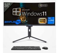 SIMPLETEK - PC All In One 34" Curvo FHD | Core i7 | Windows 11 Pro | 8GB RAM | 240GB SSD | Webcam Integrata 5MP | WiFi6 e BT 5.2