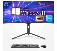 SIMPLETEK - PC All in one 34" Curvo FHD | i3 12° Gen | Windows 11 Pro | 4GB RAM | 120GB SSD | Webcam Integrata 5MP | WiFi6 e BT 5.2