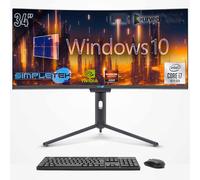 SIMPLETEK - PC All In One 34" Curvo FHD | i7 10° Gen | Windows 10 Pro | 8GB RAM | 120GB SSD | Webcam Integrata 5MP | WiFi6 e BT 5.2