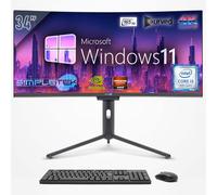 SIMPLETEK - PC All in One con Schermo Curvo da 34" 4K Wide | Processore Core i3 8° Gen Windows 11 Pro | 16GB RAM SSD 240GB GTX 1650 4GB GDDR6 | Webcam 2K integrata