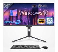 SIMPLETEK - PC All In One Schermo Curvo da 34" Wide | Core i3 8a Gen | Windows 10 Pro | RAM 16GB | SSD 960GB | Webcam 2K integrata | WiFi 6 e BT 5.2