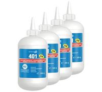 SIMPLETEK - Set 4x Adesivo Istantaneo Universale Formato Maxi 500g (2kg) - Colla Cianoacrilica a Media Viscosità - Per Legno, Carta, Cuoio e Metallo