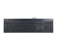 SIMPLETEK - Tastiera Cablata USB Layout QWERTY Danese | Tasti Chiclet Silenziosi | Multimediale | Resistente ai Liquidi | Nero