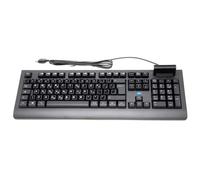 SIMPLETEK - Tastiera USB con lettore Smart Card CNS integrato - Adesivi per layout QWERTY Greco GR Preapplicati - per tessera sanitaria