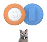 SimpleThings Airtag, custodia protettiva in silicone per Airtag, custodia protettiva per Airtag, custodia impermeabile per collare per cani e gatti Apple Airtag, entro 3/8", arancione e blu cielo