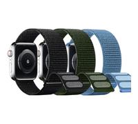 SimpleThings Compatibile con cinturini per Apple Watch per bambini, gancio e anello in nylon per iWatch K12, ragazzo e ragazza, serie 9, 8, 7, 6, 5, 4, 3, SE, SE2 (nero, blu capo e verde militare,