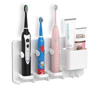 simpletome Porta Spazzolino Portaspazzolino Elettrico per 3 Spazzolini da Denti Supporto da Muro Organizzatore Sterilizzatore (bianca)