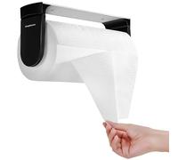 simpletome UNA MANO STRAPPO Portarotolo Cucina Porta Rotolo da Cucina Sottopensile Autoadesivo Portarotoli da Cucina da Parete Acciaio Inox (Nero)