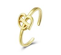 SIMPLGIRL Anello da Donna Anelli con Iniziale Lettere in Argento 925 Placcato Oro per Ragazze Donne Anello con Lettere Aperte Regolabili Dalla A alla Z Regali