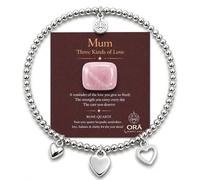 SIMPLÍ BASIC ORĀ Bracciale con significato per la mamma, braccialetto con ciondolo con quarzo rosa ricordo e biglietto, regalo per mamma da figlia o figlio