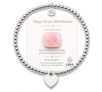 SIMPLÍ BASIC ORĀ Braccialetto di compleanno con significato per lei - Braccialetto con ciondolo con quarzo rosa ricordo e biglietto, dolce 16° compleanno