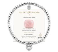SIMPLÍ BASIC ORĀ Braccialetto di compleanno con significato per lei - Braccialetto con ciondolo con quarzo rosa ricordo e biglietto di auguri, 18° compleanno