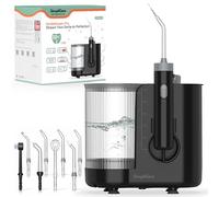 SimpliCare Irrigatore orale professionale da banco per acqua, 10 livelli di pressione, 21-160 PSI, serbatoio grande da 575,5 g, sistema completo a 8 punte per bretelle, impianti e cura delle gengive