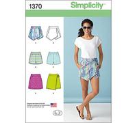 Simplicity 1370-Pantaloncini da Donna, Taglie D 12,70 cm (5") Pantalone e Gonna Sewing Pattern