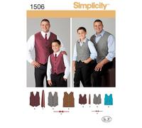 Simplicity 1506 UOMO & Ragazzi Gilet Cucito Motivo Papillon Misura S-L 1XL-5XL
