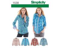 Simplicity 1538 Taglia H5-Cartamodello per Camicia con Bottoni Frontali-Cartamodello, Multicolore