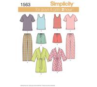 Simplicity 1563 Unisex Pigiama Facile Cucito Motivo Taglie XS-XL Top Pants Robe