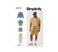 Simplicity 3110 UOMO Camicie Pantaloncini Pantaloni Cucito Motivo Taglie 34-42 &