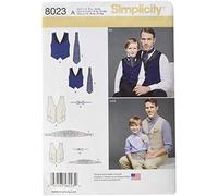 Simplicity 8023A Boys And Men's Vest Fiocco, Fascia Vita e Ascot Sewing Pattern, di Carta