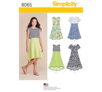 Simplicity 8065AA Bambine e Ragazze più Abito o Popover Dress Sewing Pattern, di Carta