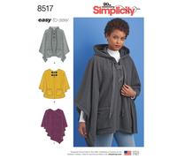 Simplicity 8517 Set Di Poncho Per Donne Modello Cucito Taglie XS E XL (6 - 24)