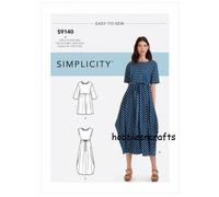 Simplicity 9140 Misses' Pullover Abito Cucito Motivo 3 Stili Taglie XXS - XXL