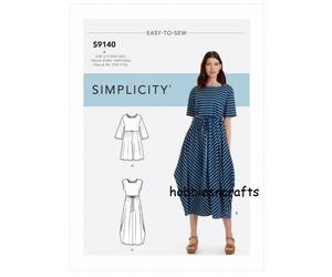 Simplicity 9140 Misses' Pullover Abito Cucito Motivo 3 Stili Taglie XXS - XXL