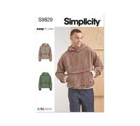 Simplicity 9829 UOMO Mezza Zip Felpa con Cappuccio Cucito Motivo Taglie 34-52