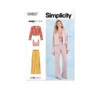 Simplicity 9857 Misses Riposo Motivo Misura S-L XS-XXL Top Pantaloni Cardigan