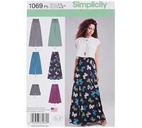 Simplicity Simplcity cartamodello 1069: Pantaloni da Donna a Gamba Larga o Pantaloncini e gonne in 2 Lunghezze, Taglia: P5 (12-14-16-18-20), Carta, Bianco