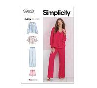 SIMPLICITY Cartamodello SS9928A per top, pantaloni e pantaloncini da donna, taglie XS-S-M-L-XL-XXL)