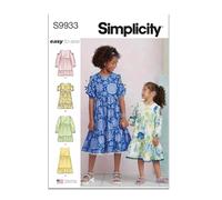 SIMPLICITY Cartamodello SS9933K5 - Cartamodello per vestito da bambina e ragazza, con varianti di maniche, taglie dalla 40 alla 46