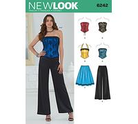 Simplicity New Look 6242-Cartamodello per Corsetto da Donna, Top, Pantaloni e Gonna, Taglia A (4-6-8-10-12-14-16), Carta, Bianco, 32-44